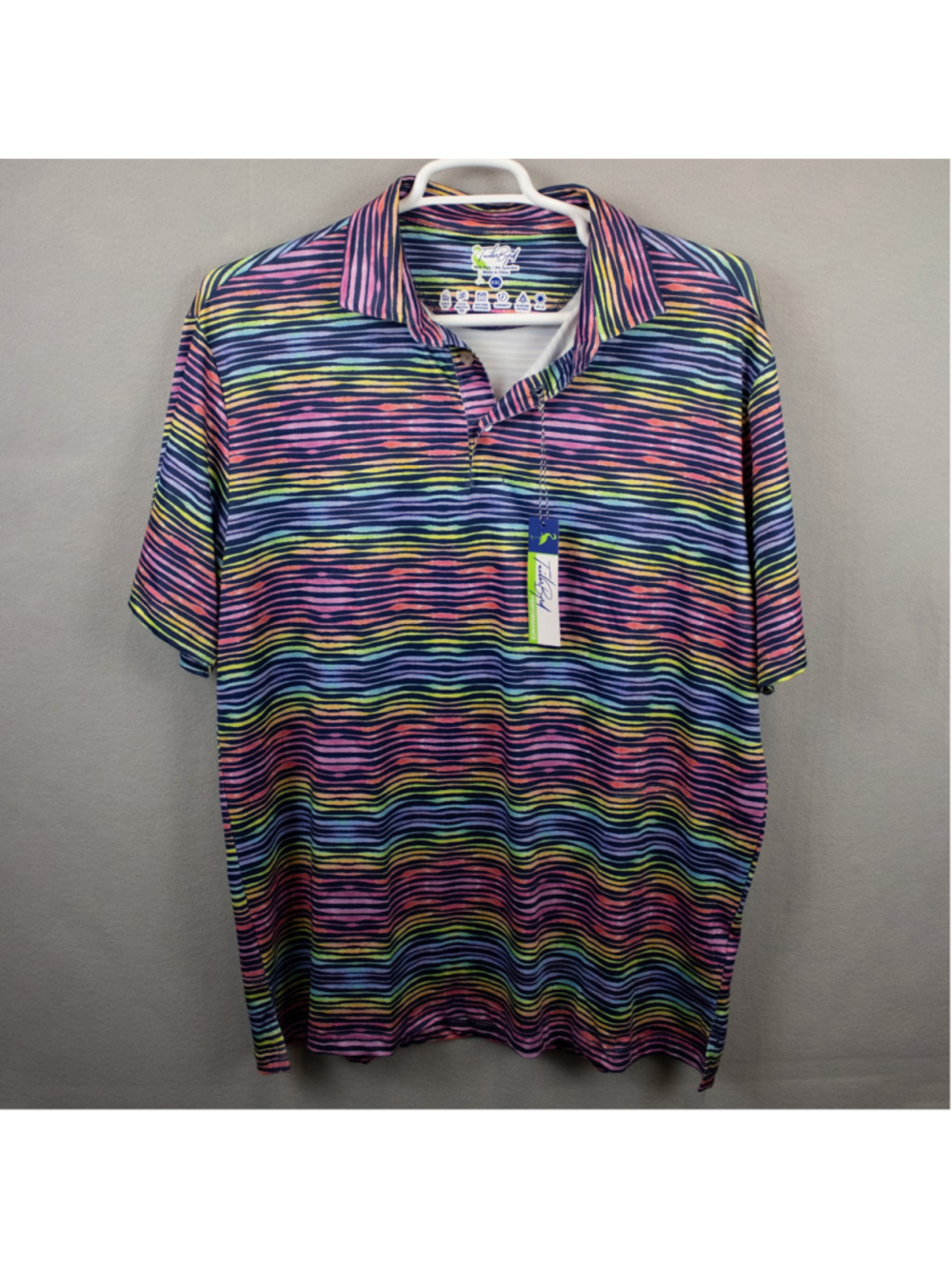 TailorByrd multicolor stripe performance golf polo shirt NWT-XXL